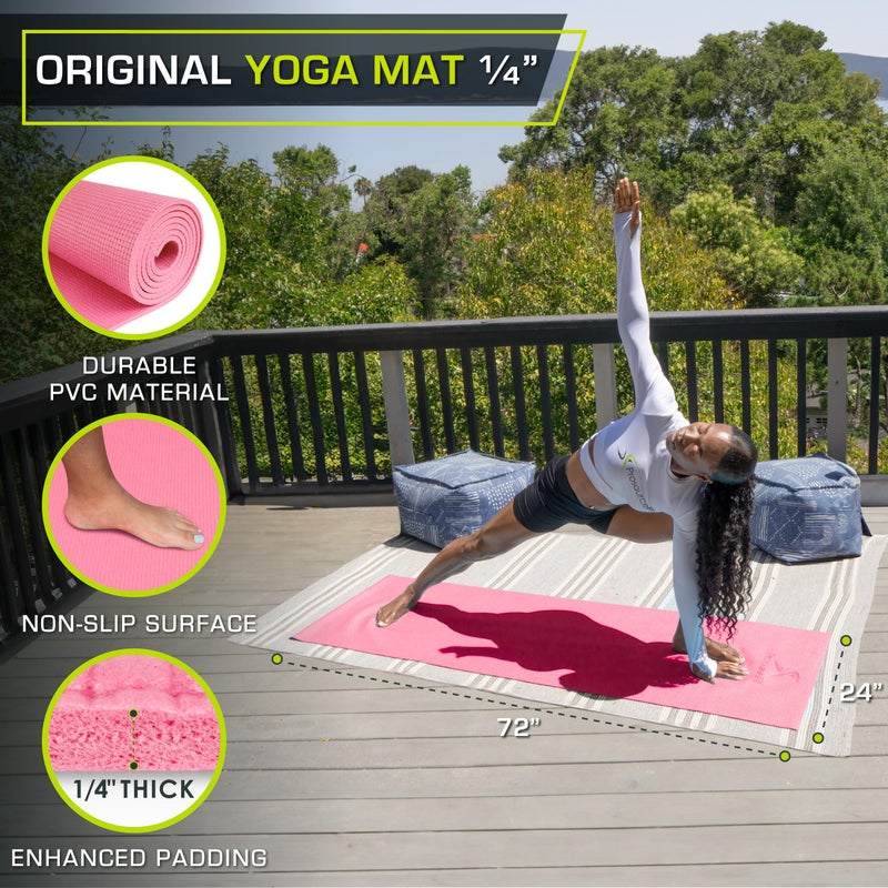 ProsourceFit Original Yoga Exercise Mat Â¼â€ (6mm) Thick for Comfort and Stability with Carrying Straps, Non Slip â€“Multiple Colors - Image 2